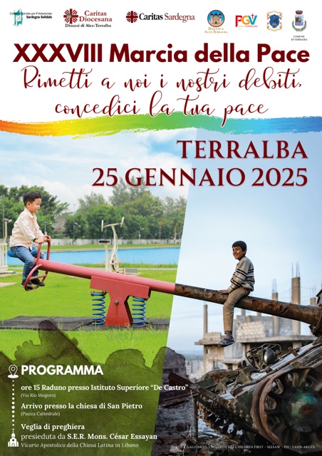 Il 25 gennaio a Terralba la 38ma Marcia della pace “Rimetti a noi i nostri debiti, concedici la tua pace”